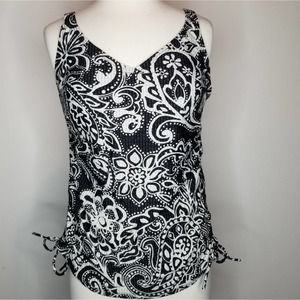 Croft & Barrow Women's Plus Size Tankini Top Black White Size 16W
